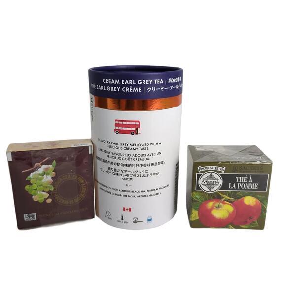 Gift Set: Vintage Handled Basket w/ Cream Earl Grey, Apple, Icewine Luxury Teas - Picture 4 of 9